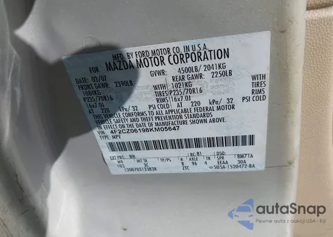 2008 Mazda Tribute S Touring z USA, uszkodzony, nr VIN 4F2CZ06198KM05647